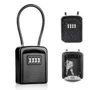 Riisoyu Boite a Clefs en Câble Métallique, Key Lock Box Avec Manipuler avec Code 4 Chiffres Extérieur étanche Boîte à Clé Sécurisée Clés Stockage Boîte Murale Coffre a Clef pour Maison École Usine