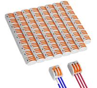 Riisoyu Bornes de Connexion, 70 Pièces Connecteur Electrique Rapide avec Levier Automatique 3 Ports Cosse Electrique Blocs de Connecteurs Electriques avec Tige de Commande Connecteurs de Fil Compacts