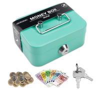 Riisoyu Caisse à Monnaie Petite, Boîte à Monnaie en Acier Caisse En Métal Verrouillable Mini Boîte De Sécurité pour ranger et transporter l'argent