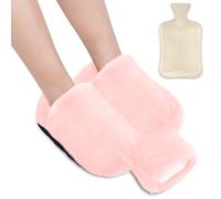 Riisoyu Chauffe Pied, Chauffe-pieds sans électricité 2 in 1 Chauffe-pieds Peluche avec 2L grande Bouillottes Chaufferette Pieds Reutilisable et Amovible Bouillotte Pieds pour Femme, Homme, Gris