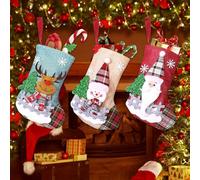 Riisoyu Chaussettes de Noël, 3 pièces Chaussette de Noel Personnalisé Botte de Noël Suspendre Grande Taille Sac Cadeau Suspendue Bonbons pour Enfant Décorations Sapin de Noël Cheminée Escalier