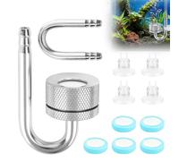 Riisoyu Diffuseur CO2 Aquarium, Alliage d'aluminium Vaporisateur pour Aquarium diffuseur d'oxygène pour Aquarium avec Ventouse et Tube en U pour Tous Les Types d'aquariums Accessoires