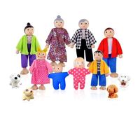Riisoyu Famille de Poupée en Bois, Lot de 12 Mini Articulées Marionnettes Personnage Maison de Poupee Dolls de Jeu de Simulation Familiale Meubles Miniatures Cadeau De Jouets pour Enfants