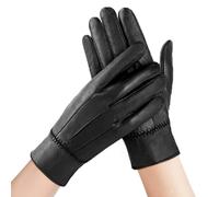 Riisoyu Gants en Cuir pour Hommes, Doublure chaude en cachemire pour hommes Gants de conduite en peau de Fini vintage Chaude gants Coupe-vent Antidérapant pour l'extérieur Conduite Camping