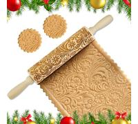 Riisoyu Gaufrage Rouleau à Pâtisserie, Rouleaux à Pâtisserie Gravé en Relief avec Flocon de Neige Vignes Grimpantes Rouleau à Pâtisserie en Bois 3D DIY Accessoire Cuisson pour Pâtisserie Maison