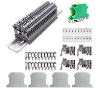 Riisoyu Kit de Bornier de Rail DIN, Universel Connecteur de Câblage Compact, Sur Rail DIN UK-2.5 Bornier Electrique Rail DIN et Bandes de Connexion pour Projets D'automatisation Conversion de Circuit