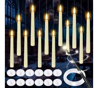 Riisoyu Lot de 12 Bougies Flottantes LED, Bougies Magiques à Suspendre avec Télécommande et Minuterie LED Sans Flamme bougies à Piles pour Fête Maison Chambre Halloween Noël Décoration