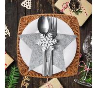 Riisoyu Lot de 12 Porte-Couverts de Noël, Sac à Couverts Sapin de Noël Porte Couverts en Feutre de Noël pour Table de Fête Décoration de Noël, Argent