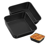 Riisoyu Lot de 2 Carrés Petit Plat à Four, 22x22.5cm Plats à Gratin Antiadhésifs Feuille Plaque Enduite pour Moule à Gâteaux Brownies Lasagnes Rôtis Biscuits Coffre-fort Jusqu’à 220°C Kohlenstoffstahl