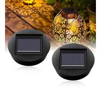 Riisoyu Lot de 2 Lampe Solaire de Rechange avec Ampoule Led, IP65 Étanche éclairage extérieur Lampes Solaires de Rechange Étanche 8cm LED Diamètre Couvercles Solaires pour Lampes Solaires de Jardin