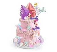 Riisoyu Lot de 23 décorations de gâteau sirène à paillettes - Décoration de gâteau pour anniversaire, fête, décoration de gâteau - Fournitures de princesse sous l'eau