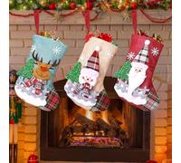 Riisoyu Lot de 3 Chaussette de Noel, Bas de Noël décoration Botte de Noel Suspendre pour Enfants Adultes pour cheminée Arbre de Noël Mur décoration d'escalier Cadeau