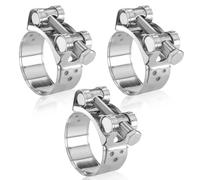 Riisoyu Lot de 3 colliers de serrage à boulons articulés en acier inoxydable 304 - 52-55 mm - Colliers de serrage pour tuyau d'échappement - Fixation de tuyau d'eau