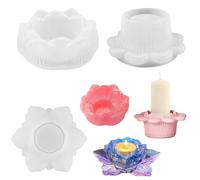 Riisoyu Lot de 3 Moules en Silicone de Rangement Lotus, Moules en Resine Epoxy de Bougeoir Moulage Bougeoir pour Aromathérapie DIY Bougies Artisanales Boîte à Bijoux Photophore Réutilisables