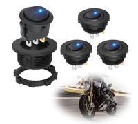 Riisoyu Lot de 4 interrupteurs à bascule, ronds, 3 broches, ronds, avec lumière LED, 12 V 20 A, pour voiture, bateau, appareils ménagers