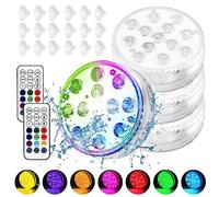 Riisoyu Lot de 4 LumièRes Led Submersible, Lampes Lampe sous-Marines Étanche RGB étanche IP68 Avec TéLéCommande Mini Lumières LED Submersible 16 Couleurs 13 Perles LED pour Jardin Piscine Aquarium