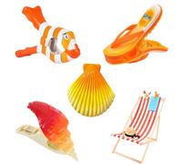 Riisoyu Lot de 4 Pinces à Serviettes de Plage, Pince Serviette De Piscine Clips Forme de Poisson-Clown en Forme de Coquillage Forme de Pantoufles Clip de Plage créatif pour Transat, Linge, Transats