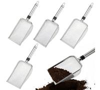 Riisoyu Lot de 4 Tamis de Jardin en Acier Inoxydable, Tamis Terre avec Poignée Tamis à Sable pour Sol, Sable, Roches, Compost, Ouverture Tamis de Jardin en métal (Mailles 2/2,8/3,8/5 mm)