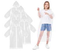 Riisoyu Lot de 5 Imperméable pour Enfants, Poncho de Pluie Jetable avec Capuchon à Cordon légers en Poncho de Pluie Transparent poncho de pluie pour Garçons Filles pour Camping, Randonnée