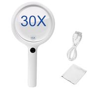 Riisoyu Loupe de Lecture, 30X loupe grossissante avec 20 Lumières LED 3 Modes D'éclairage Rechargeable par USB Eclairante pour Les Seniors, Horloger, Passe-Temps, Artisanat, Monnaies, Malvoyant