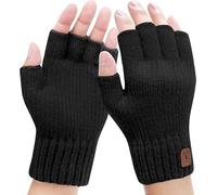 Riisoyu Mitaines Demi-Doigts d'Hiver en Tricot Chauds pour Hommes et Femmes - Gants Extensibles sans Doigts pour Opération d'Ordinateur de Bureau
