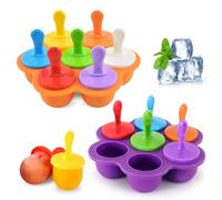 Riisoyu Moule à Glace, 2 PCS Mini Moule à Glace en Silicone Sans BPA Popsicle Moules DIY Réutilisable en 14 Tige en Plastique Colorés pour Popsicles Crèmes Glacées Sorbets Nourriture, Orange violet
