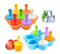 Riisoyu Moule à Glace, 2 PCS Mini Moule à Glace en Silicone Sans BPA Popsicle Moules DIY Réutilisable en 14 Tige en Plastique Colorés pour Popsicles Crèmes Glacées Sorbets Nourriture pour Bébé