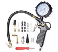 Riisoyu Numérique Manomètre Pression Pneu, 220 PSI Haute Précis Multifonctionnel Jauge de Pression des Pneus Numérique avec 24 Accessoires Pistolet de Gonflage de Pneu Portable pour Voiture Moto Vélo