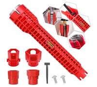 Riisoyu Outil de clé à robinet 14 en 1, Outil D'installation D'évier Multifonctionnel Installateur de robinet et d'évier Outil de clé à tuyau de plomberie pour D'évier Salle Bain Cuisine Plomberie