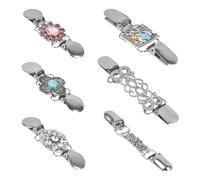 Riisoyu Pince à Cardigan 6 Pièces, Clip de Cardigan en Métal Vintage Pull Broche avec Fleurs Strass Rétro Chemise Support Fermoir pour Chemisier Cardigan Accessoires Robes Foulard