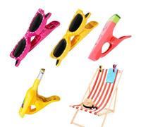 Riisoyu Pince Serviette Plage, Lot de 4 Pinces à Serviettes Style Mignon Clip de Brise-Vent Cartoon Pinces à Linge Pinces à Serviette de Plage pour Serviette de Plage, Tapis, Vêtements