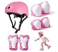 Riisoyu Protection Roller Enfant, 7 in 1 Sets de Protection Rollers Réglables Coudières Genouillère Protège Poignets Casque Vélo Enfant Kit Garçons Filles Equipement de Protection pour Skateboard Vél