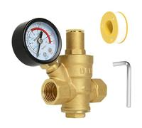 Riisoyu Réduction de Pression D'Eau 1/2" DN15 avec manomètre, Fabriqué 100% en Laiton de Haute Dureté régulateur de pression d'eau filetage réglable de valve contrôle de l'eau Pression D'Eau Réglable