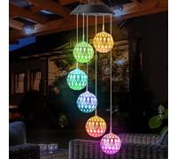 Riisoyu Solaire Carillon a Vent Exterieur, Solaire Carillon Éolien avec Lumières LED à Changement de Couleur LED Solaires Carillon Couleur Changeante pour Décoration de Jardin Porch Terrasse Cour Fête