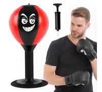 Riisoyu Table de Punching Ball de Bureau avec Ventouse - Sac de Frappe Résistant - Mini Sac de Frappe pour Activité à la Maison et au Bureau pour Soulager Le Stress, Rouge