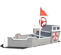 Rijoka Bateau de bac à sable en bois - Bâche de sol incluse - Canapé avec compartiment de rangement - 1530 x 778 x 880mm