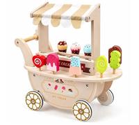 Rijoka Chariot à glace en bois - Avec 9 glaçons en bois - 41x19x44 cm