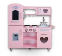 Rijoka Cuisine pour enfant en bois, rose, avec cœur, 85 x 33 x 89 cm