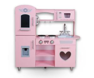 Rijoka Cuisine pour enfant en bois, rose, avec cœur, 85 x 33 x 89 cm