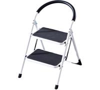 Rijoka Escabeau 2 Marches Pliable - Escalier de ménage - 150kg Capacité de charge - Marches antidérapantes - Poignées éponge