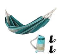 Rijoka Grand hamac - 200 x 140 cm - Vert à rayures - 1 personne - Avec 2 crochets, corde et sac de rangement