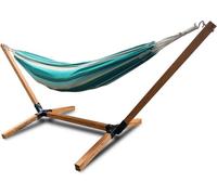 Rijoka Hamac avec Armature - Chaise Longue de Jardin avec support en bois - Charge maximale 150 kg - 270 x 100 x 95 cm