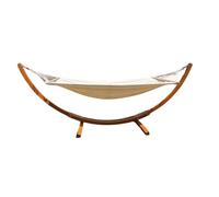 Rijoka Hamac avec structure en bois - Chaise longue de jardin avec support en bois - Charge maximale : 150 kg - 320 x 100 x 120 cm - Tapis dense