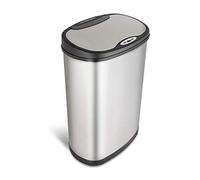 Rijoka Poubelle avec capteur double - 50 litres - 1x20 et 1x30 litres - Acier inoxydable argenté - Soft Close - Sans traces de doigts - Design moderne