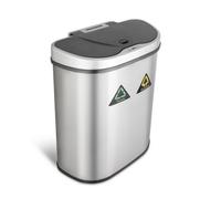 Rijoka Poubelle avec capteur double - 70 litres - 2 x 35 litres - Acier inoxydable argenté - Fermeture douce - Sans traces de doigts - Design moderne