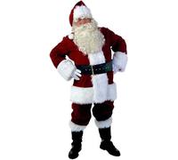 RIKCAT Costume De Père Noël 7 Pièces pour Hommes, Costume De Père Noël en Velours pour Adultes avec Costume De Noël L.