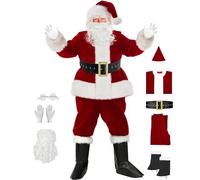 RIKCAT Costume Père Noël de Noël Costume Père Noël Adultes Hommes Costume Père Noël pour Hommes Femmes Tenue de Père Noël 9 pièces Ensemble de Costume de Père Noël Tenues Père Noël 2XL.