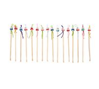 RIKEL 16 Pcs Cure-oreille en bois de couleurs assorties poupee japonais