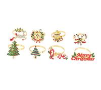RIKEL Anneaux de de NoëL - Lot de 8 Anneaux de Porte-Serviettes pour la DéCoration de Table de NoëL de Vacances Boucle de de