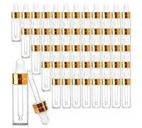 RIKEL Paquet de 50 Flacons Compte-Gouttes en Verre Transparent de 2 Ml, Mini Flacons Compte-Gouttes D'Échantillon pour Huiles Essentielles, Parfum, Liquide Cosmétique, Installation Facile